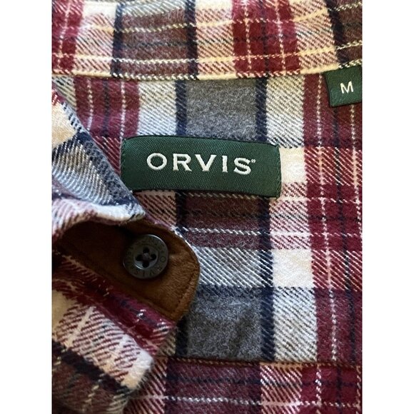 Orvis Mens Size M Heavy Perfect Flannel Button Down Shirt Hiking Outdoor Country - Picture 3 of 16